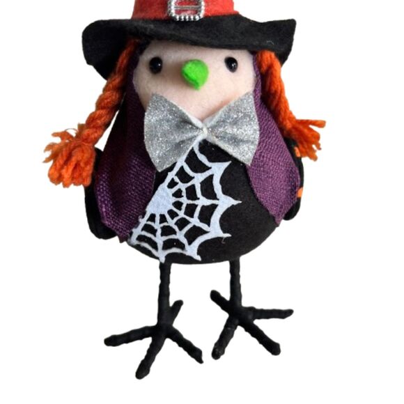 2021 Feathered Friend Greta Witch Fabric Halloween Table Decor Bird - Picture 4 of 4